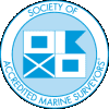 A seal of the society of accredited marine surveyors.