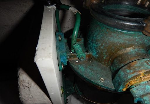 A close up of the water pump on the floor